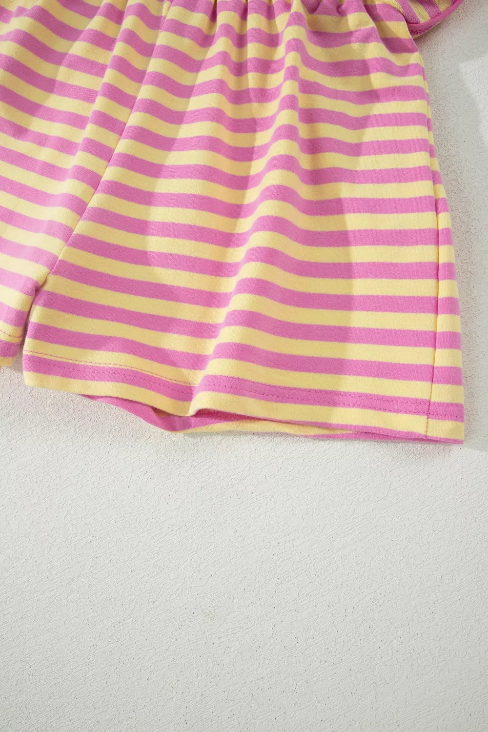 Striped Round Neck Tee and Shorts Casual Set