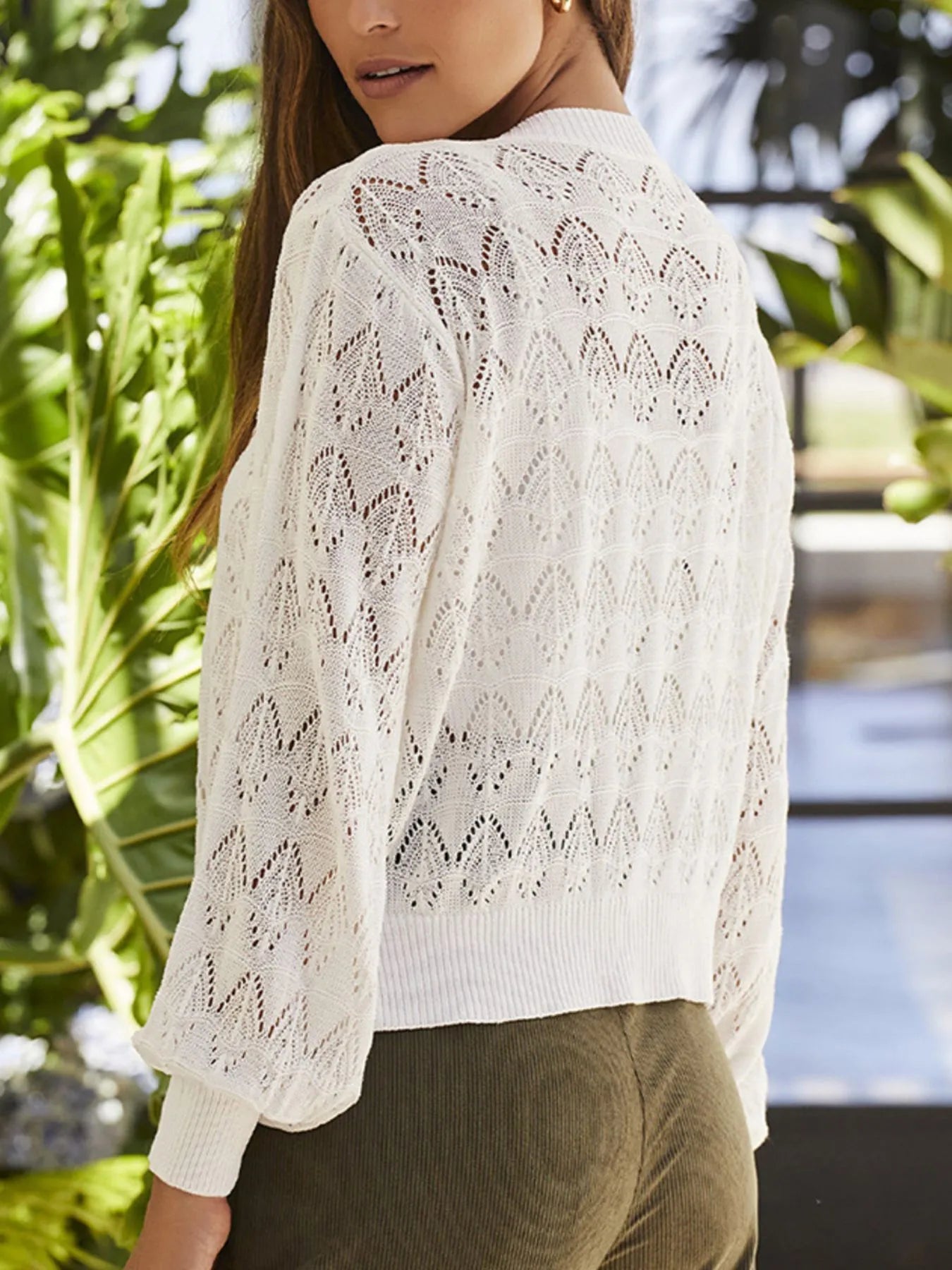 Openwork Button Up Cardigan