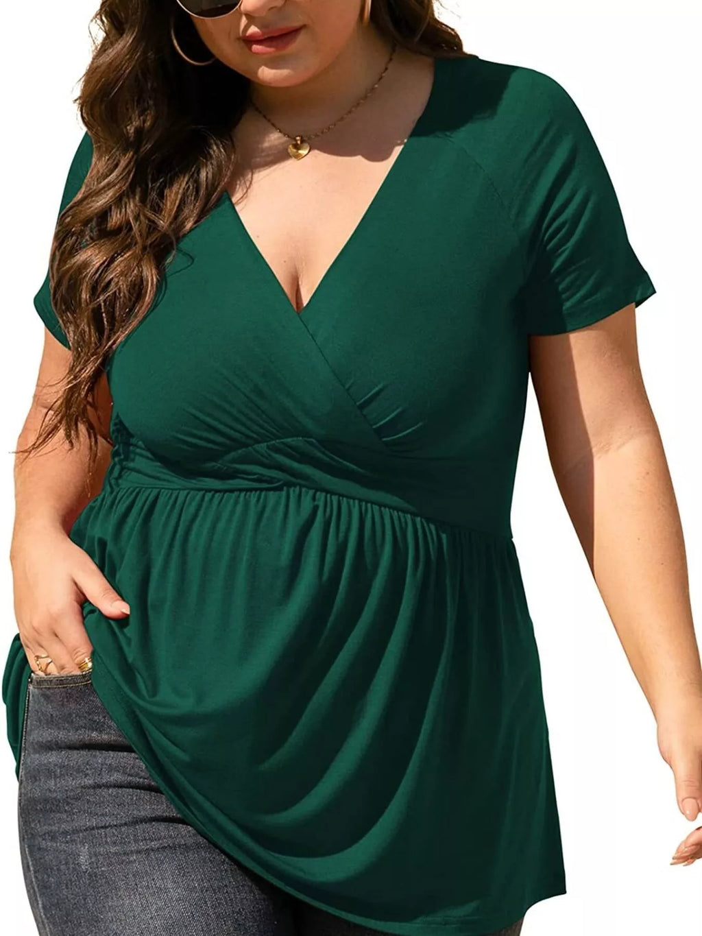 Plus Size Surplice Short Sleeve T-Shirt