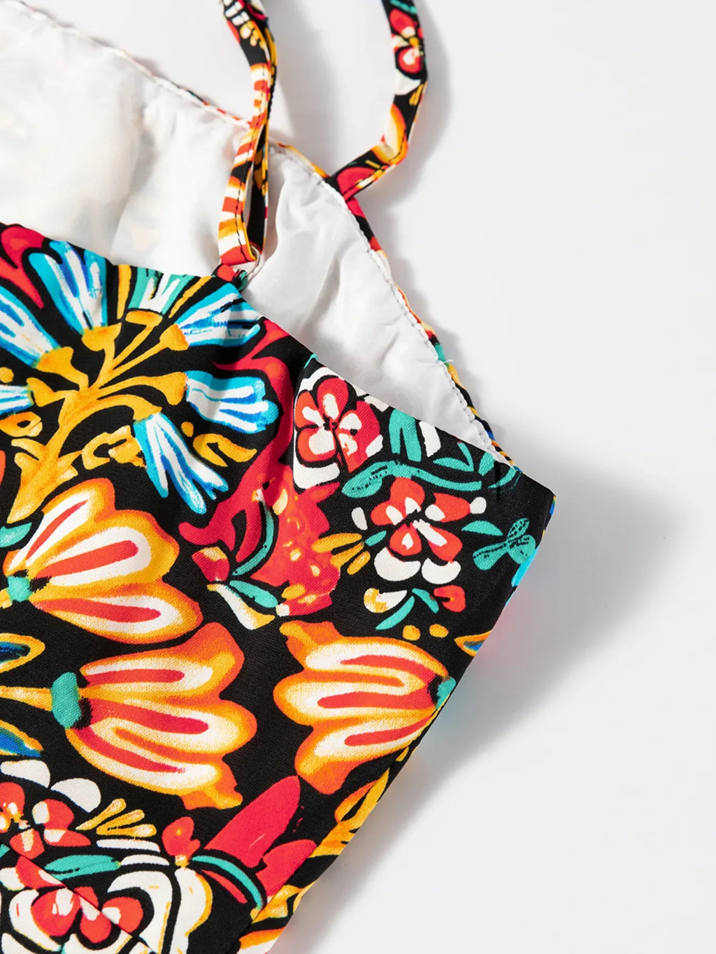 Floral Print Thin Straps High Waist Maxi Dress
