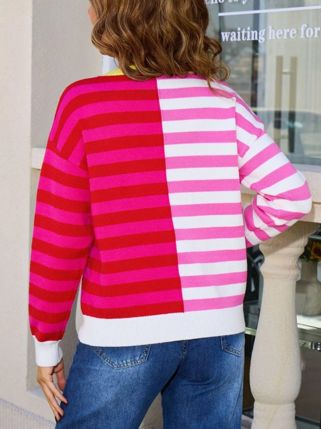 Striped Round Neck Long Sleeve Sweater