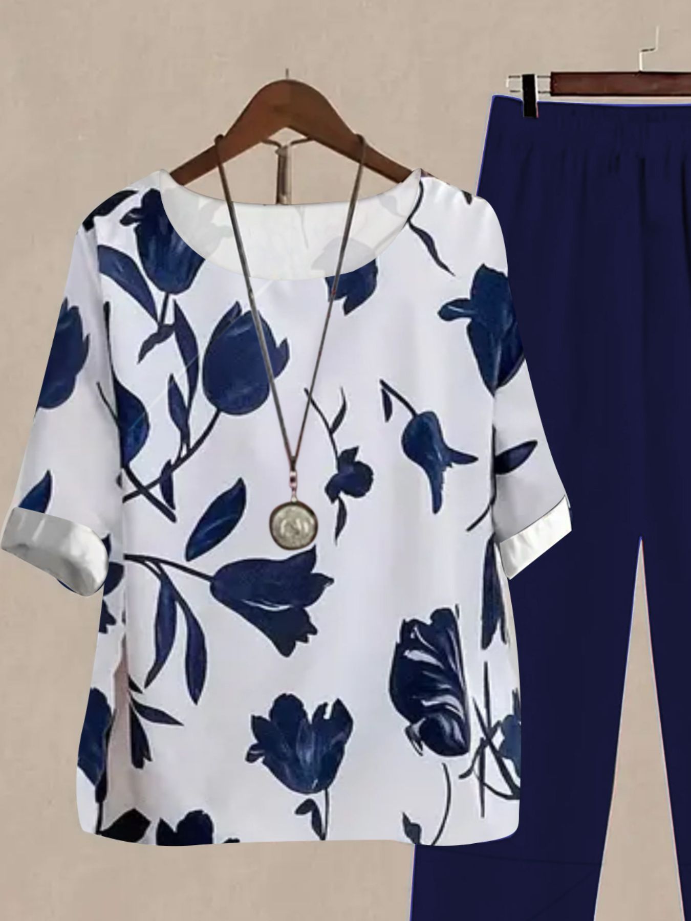 Printed Half Sleeve Top and Pants Set