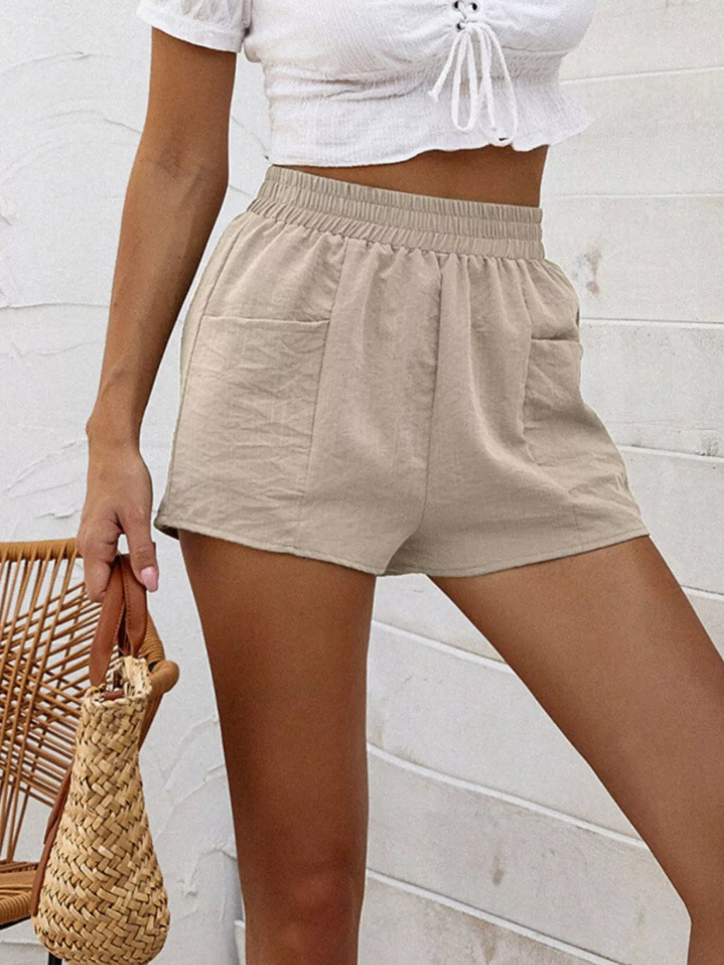Casual Elastic Waist Shorts