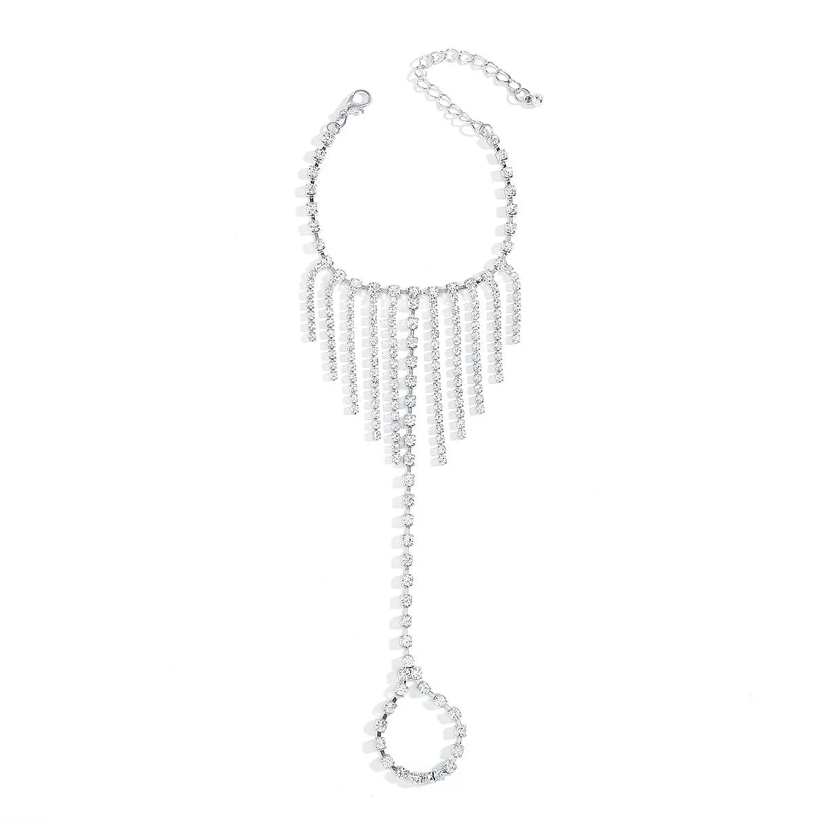 Rhinestone Fringe Hand Chain Bracelet