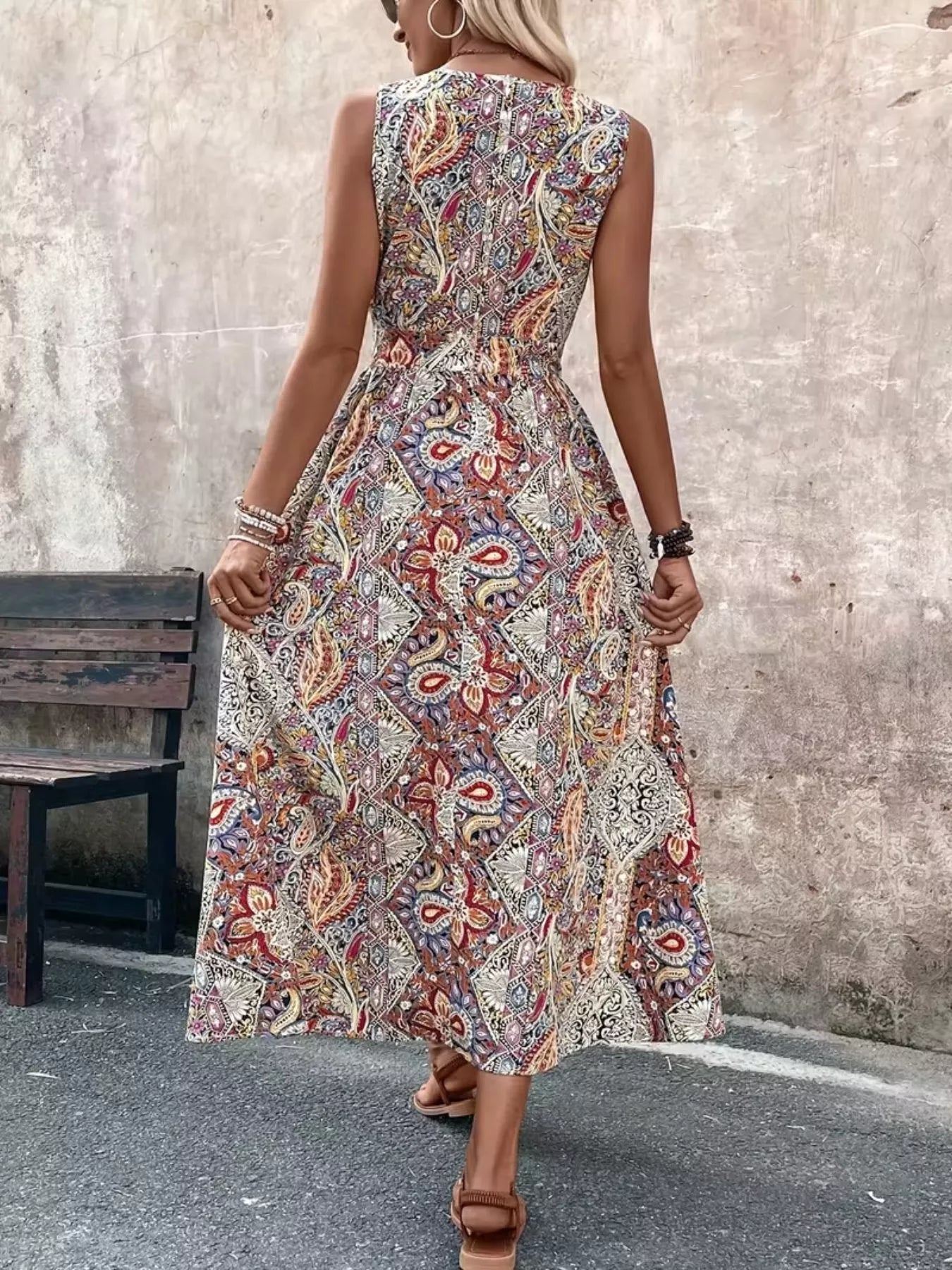 Paisley Print Sleeveless Romper