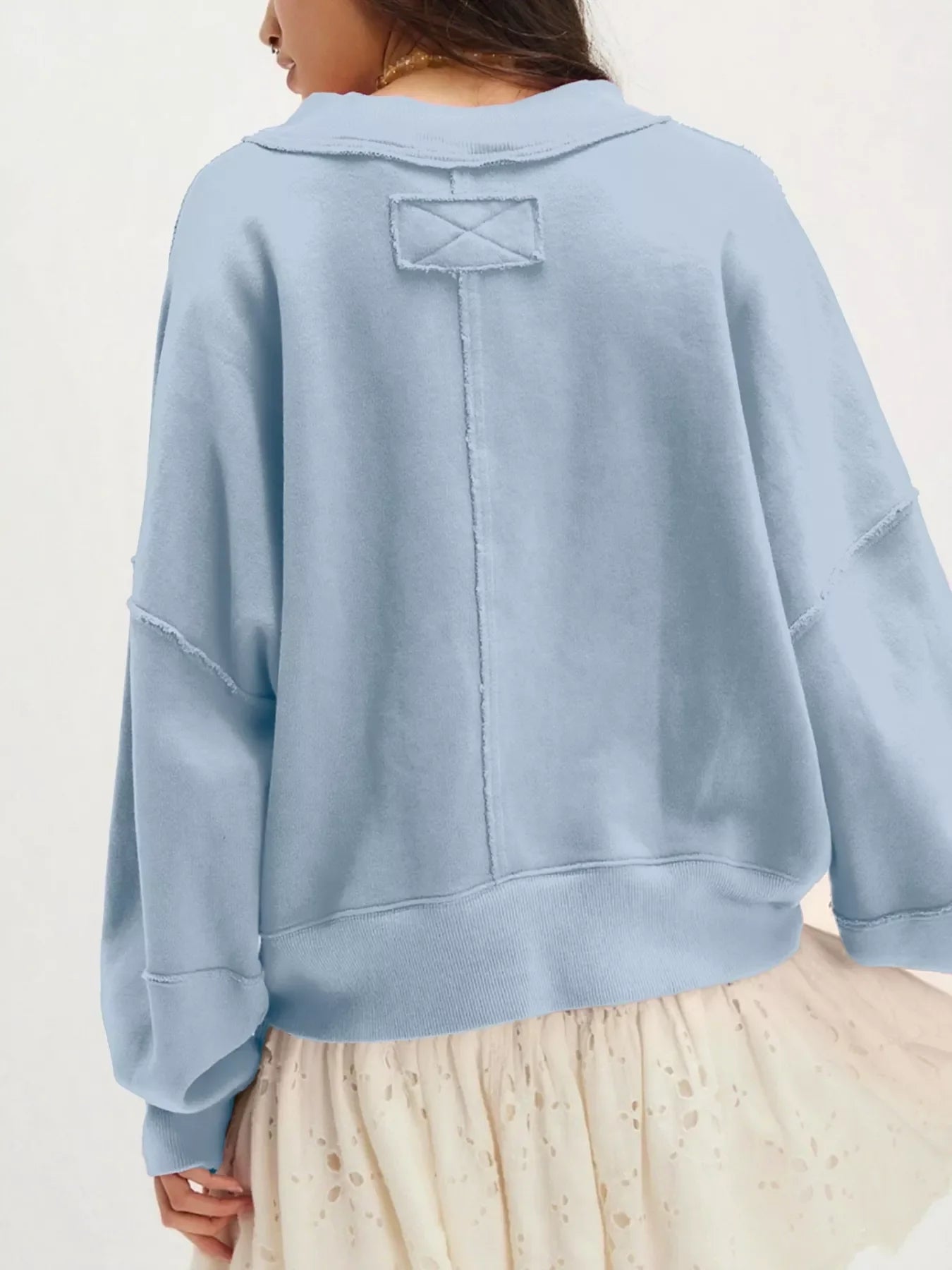Exposed Seam Dropped Shoulder Sweatshirt