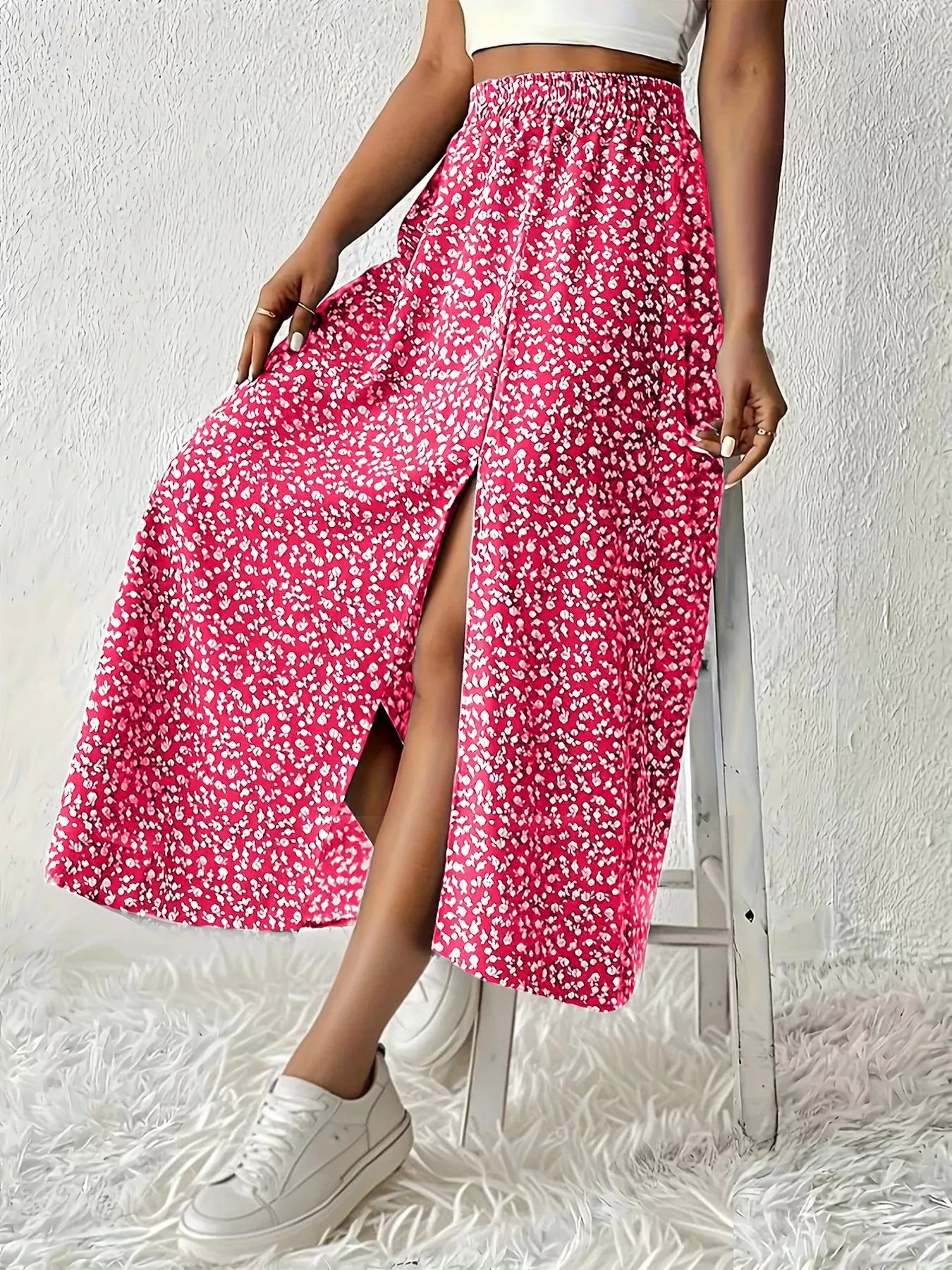 Slit Printed Skirt
