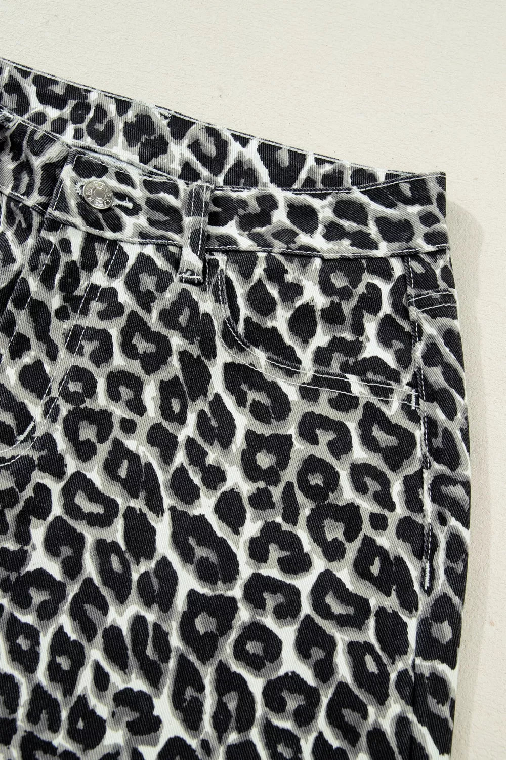Leopard Print Barrel Jeans