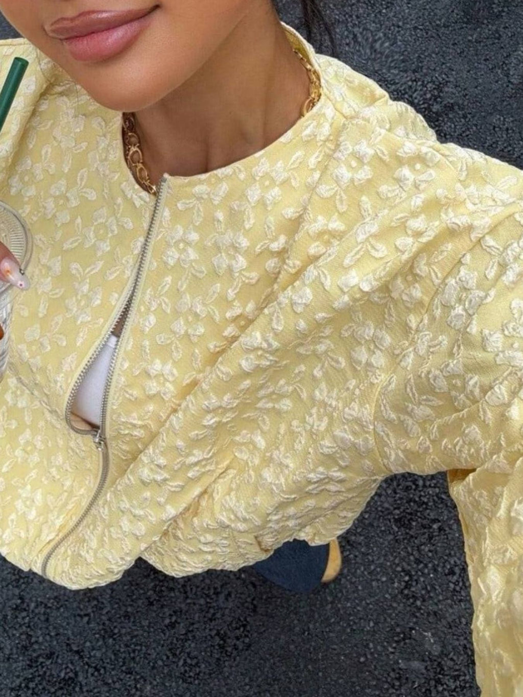 Textured Zip Up Jacket