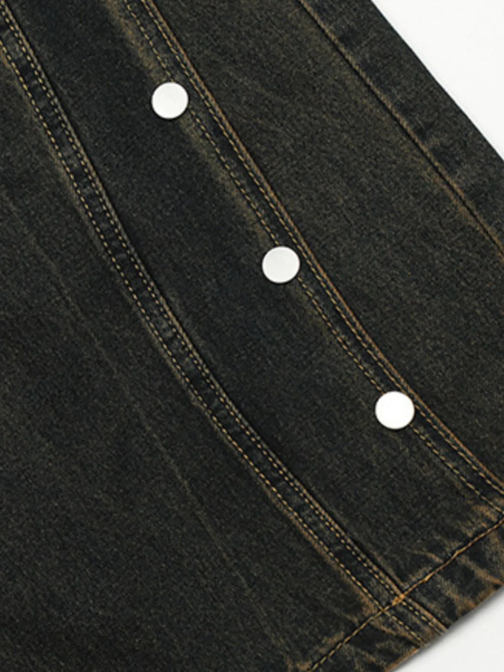Men's Washed Wide Leg Jeans with Side Button Details
