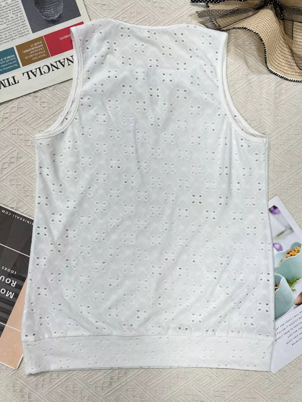 Eyelet Round Neck Cami