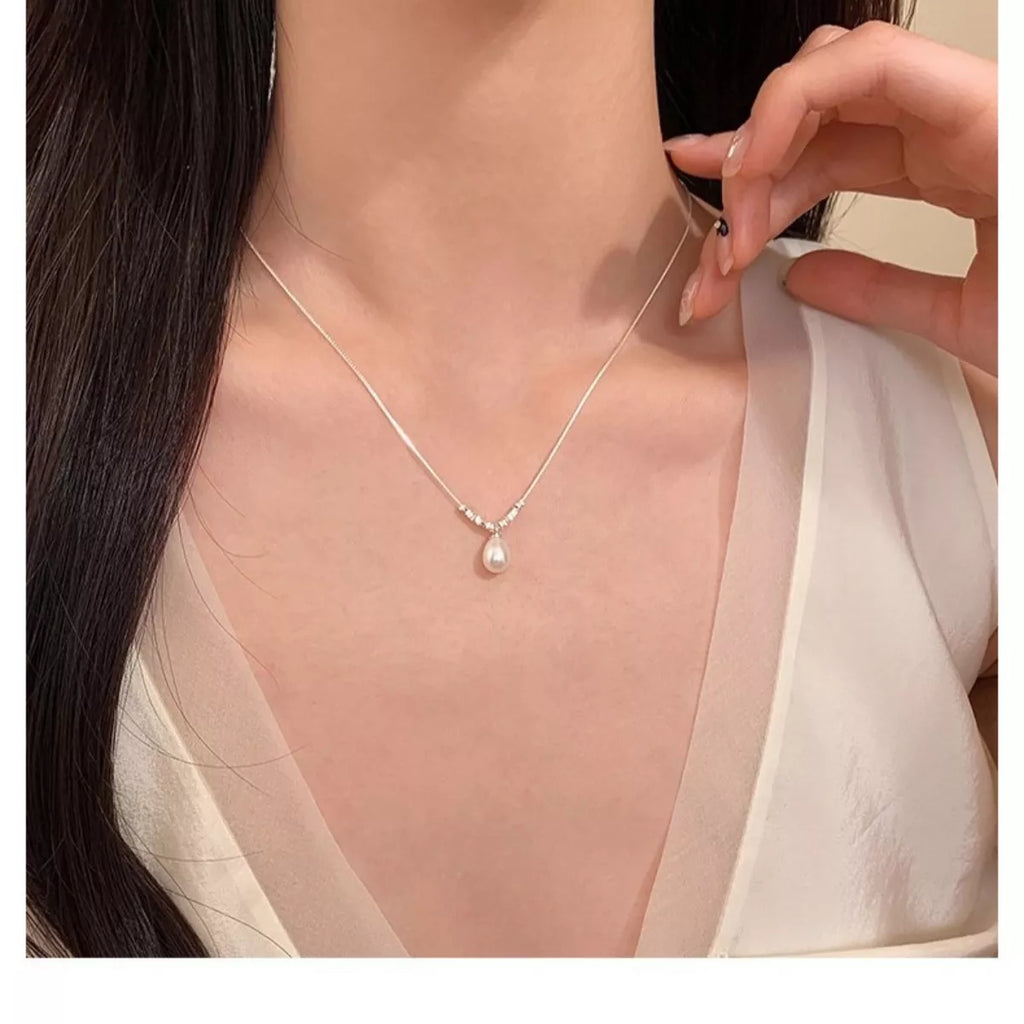925 Sterling Silver Pearl Drop Necklace