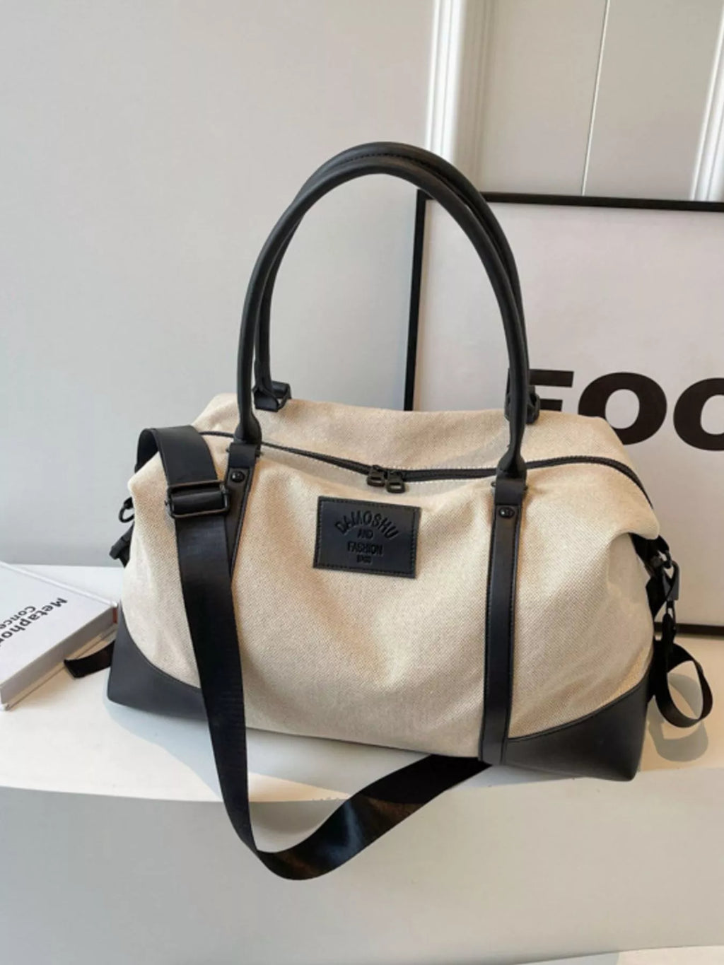 Canvas Leather Trim Travel  Bag