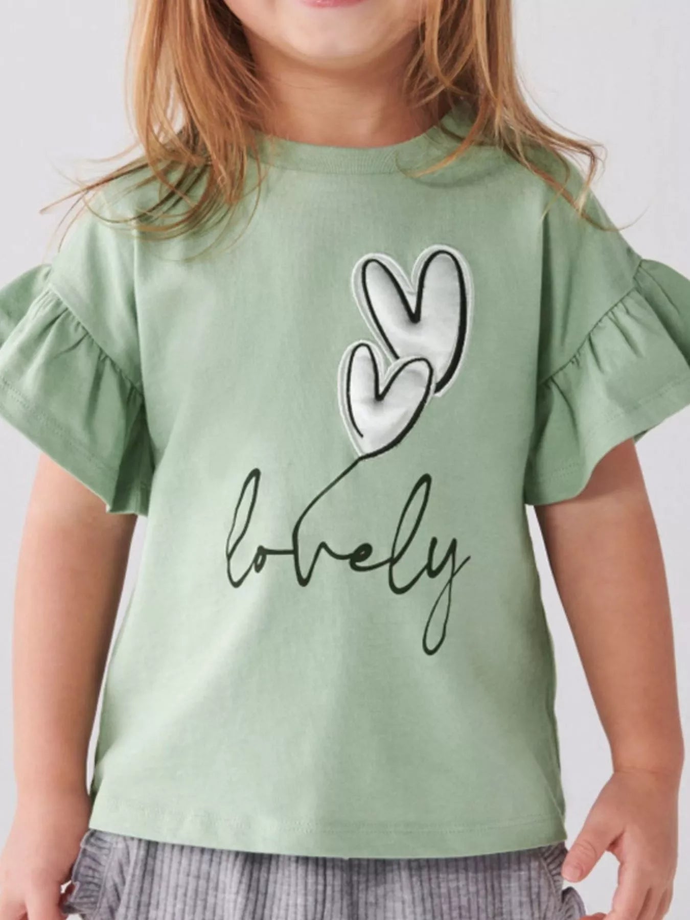 Children's Heart Ruffle Sleeve T-Shirt