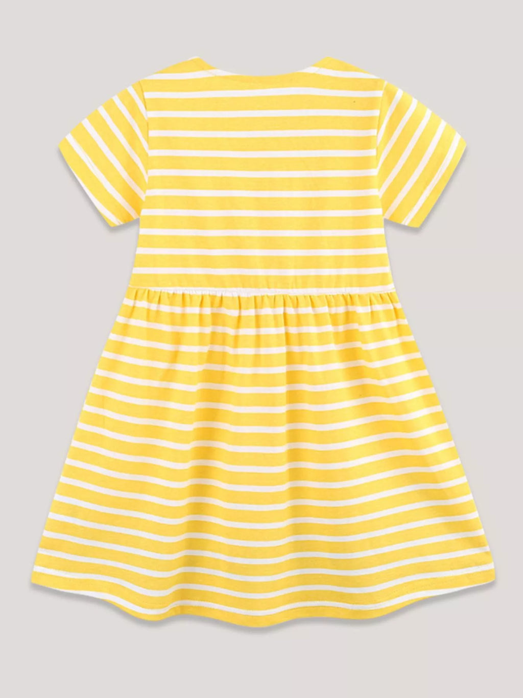 Children's Striped Bunny Embroidered Button-Front Dress