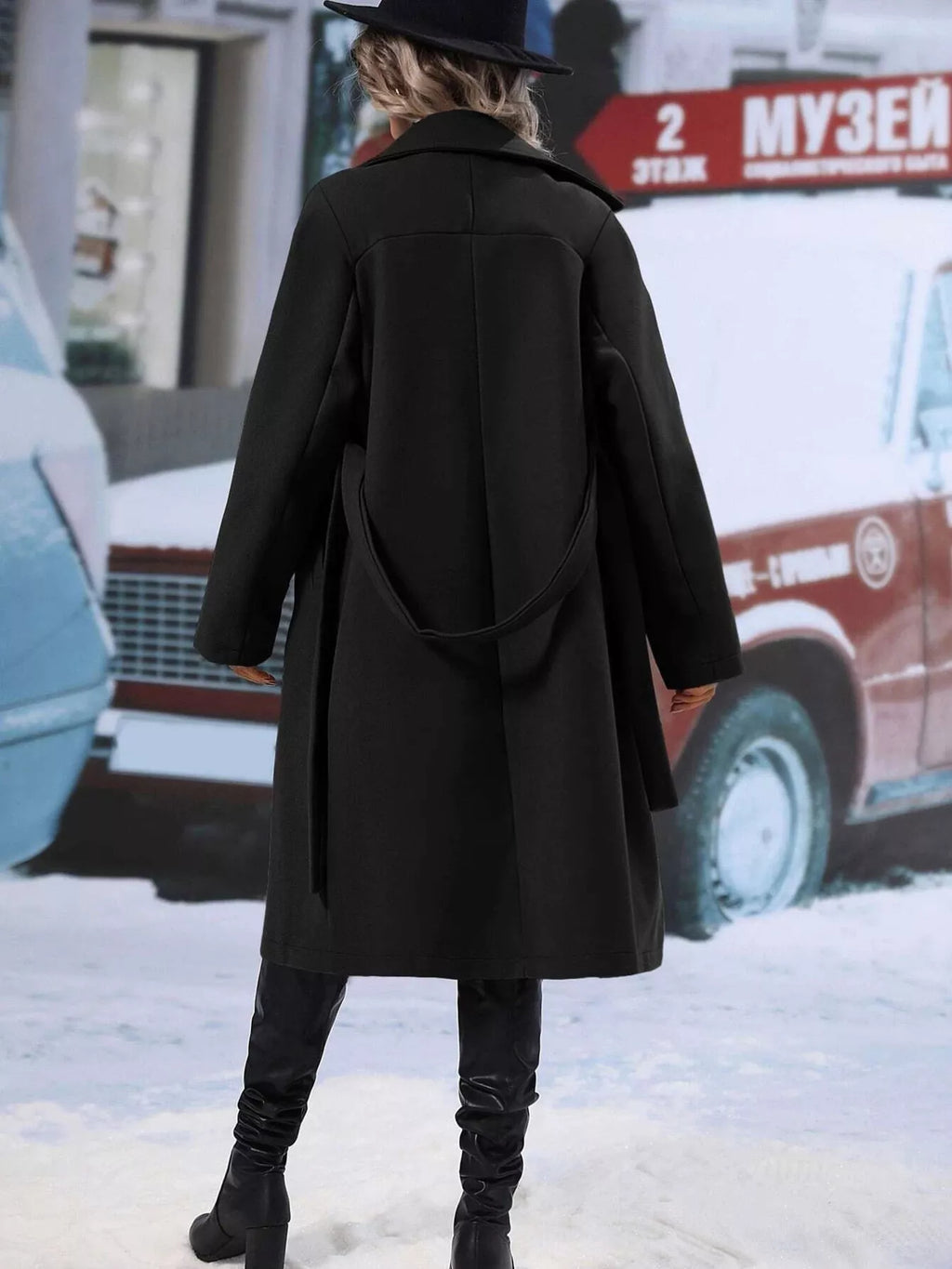 Double-Breasted Lapel Collar Overcoat