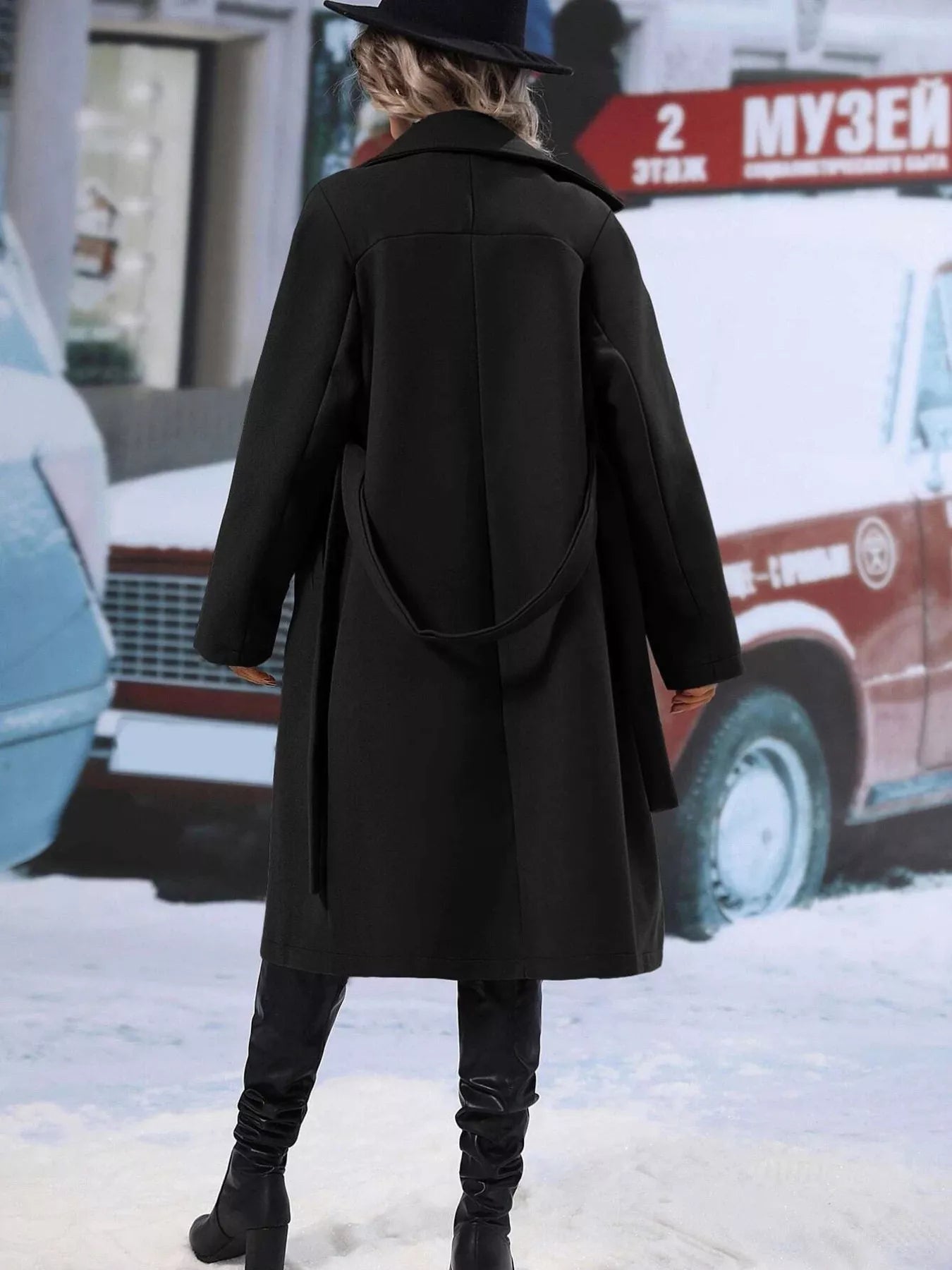 Double-Breasted Lapel Collar Overcoat