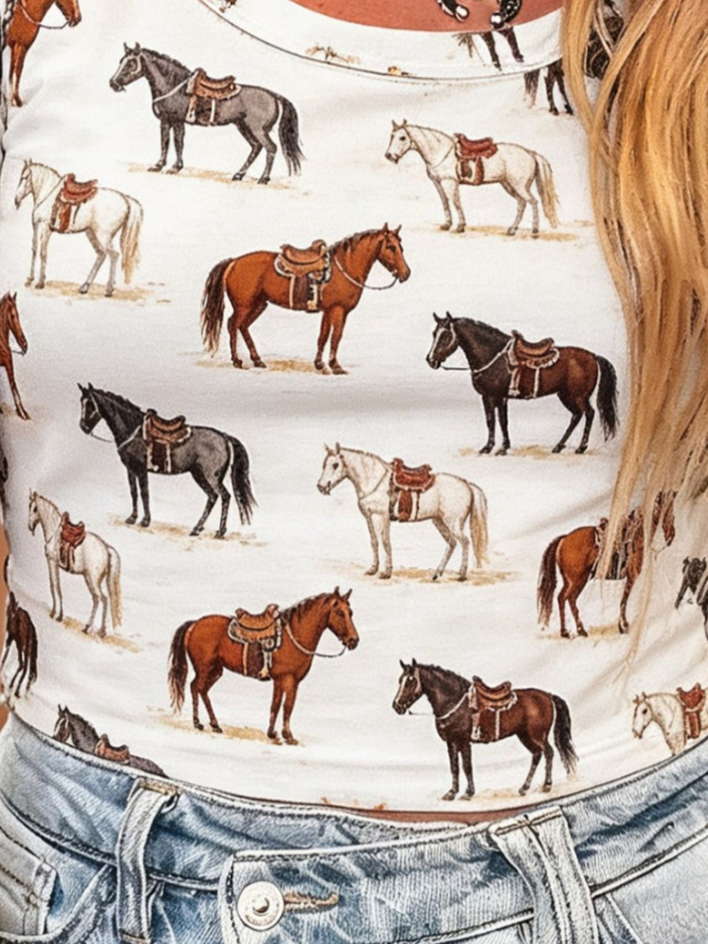 Wild West Horse Print Short Sleeve T-Shirt