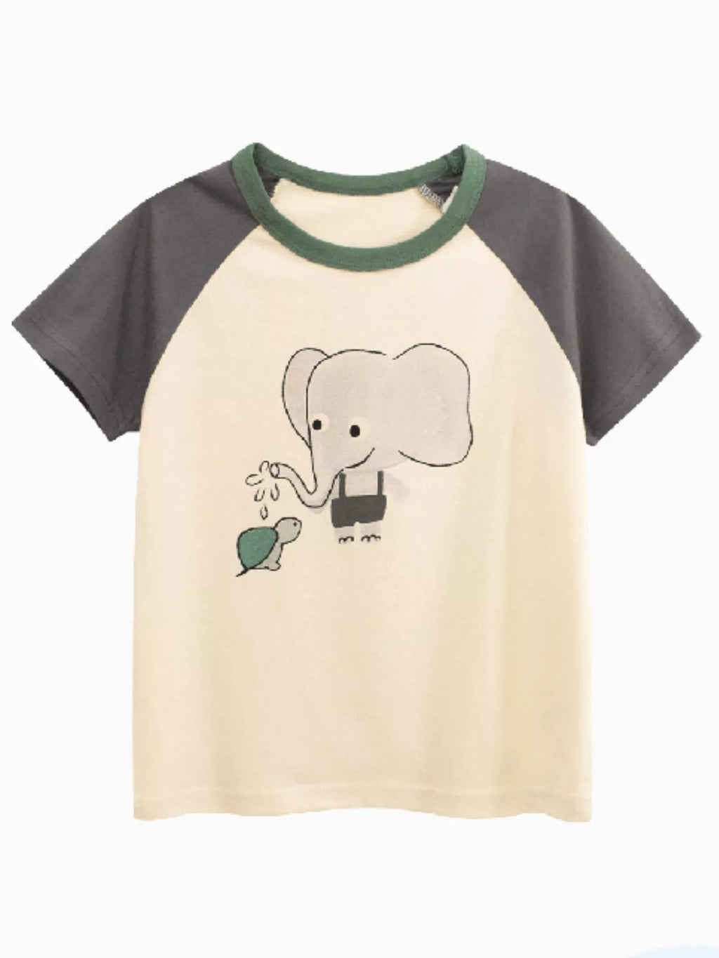 Children's Cartoon Elephant Round Neck T-Shirt