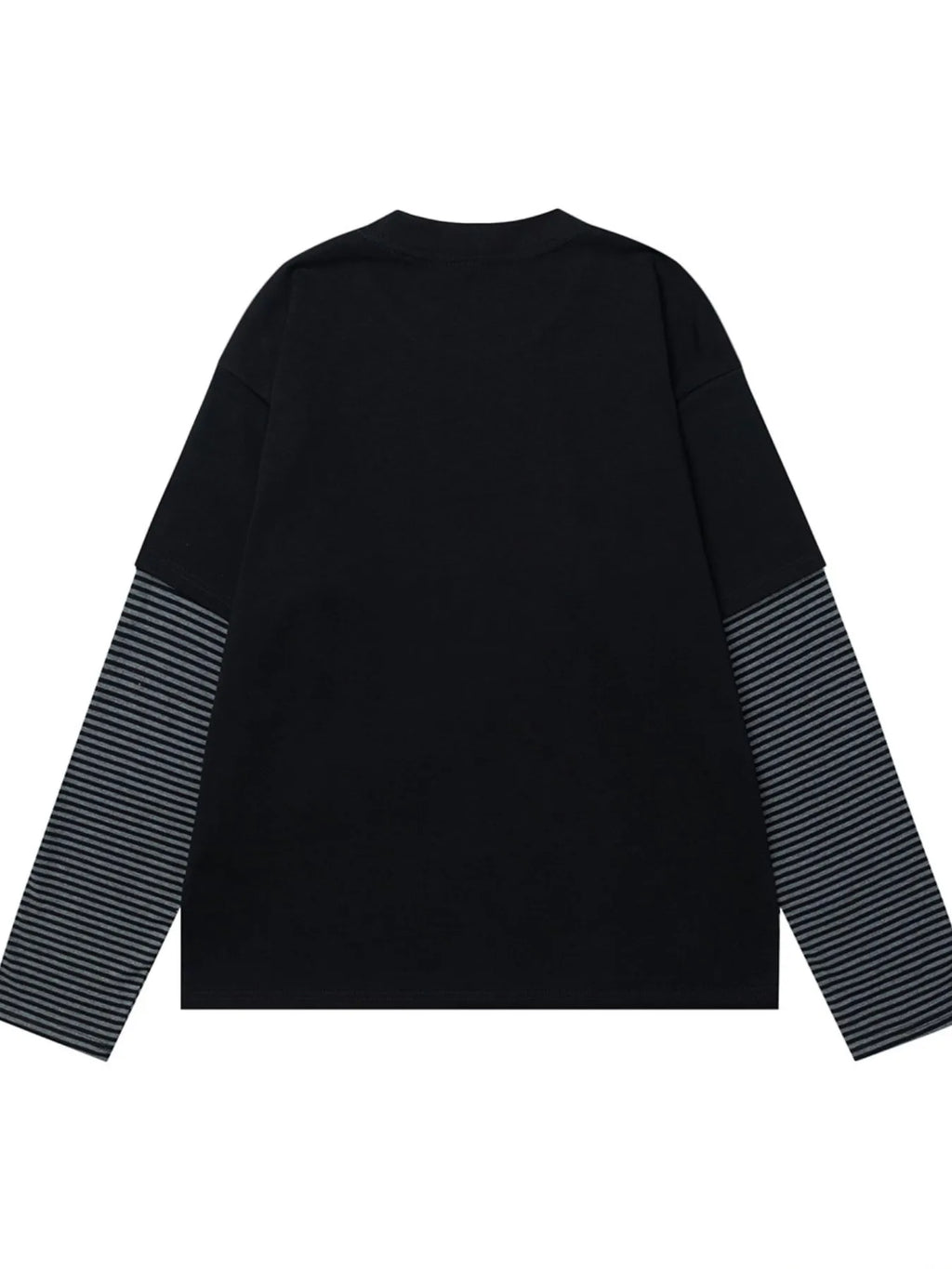 Men's Graphic Round Neck Striped Sleeve T-Shirt