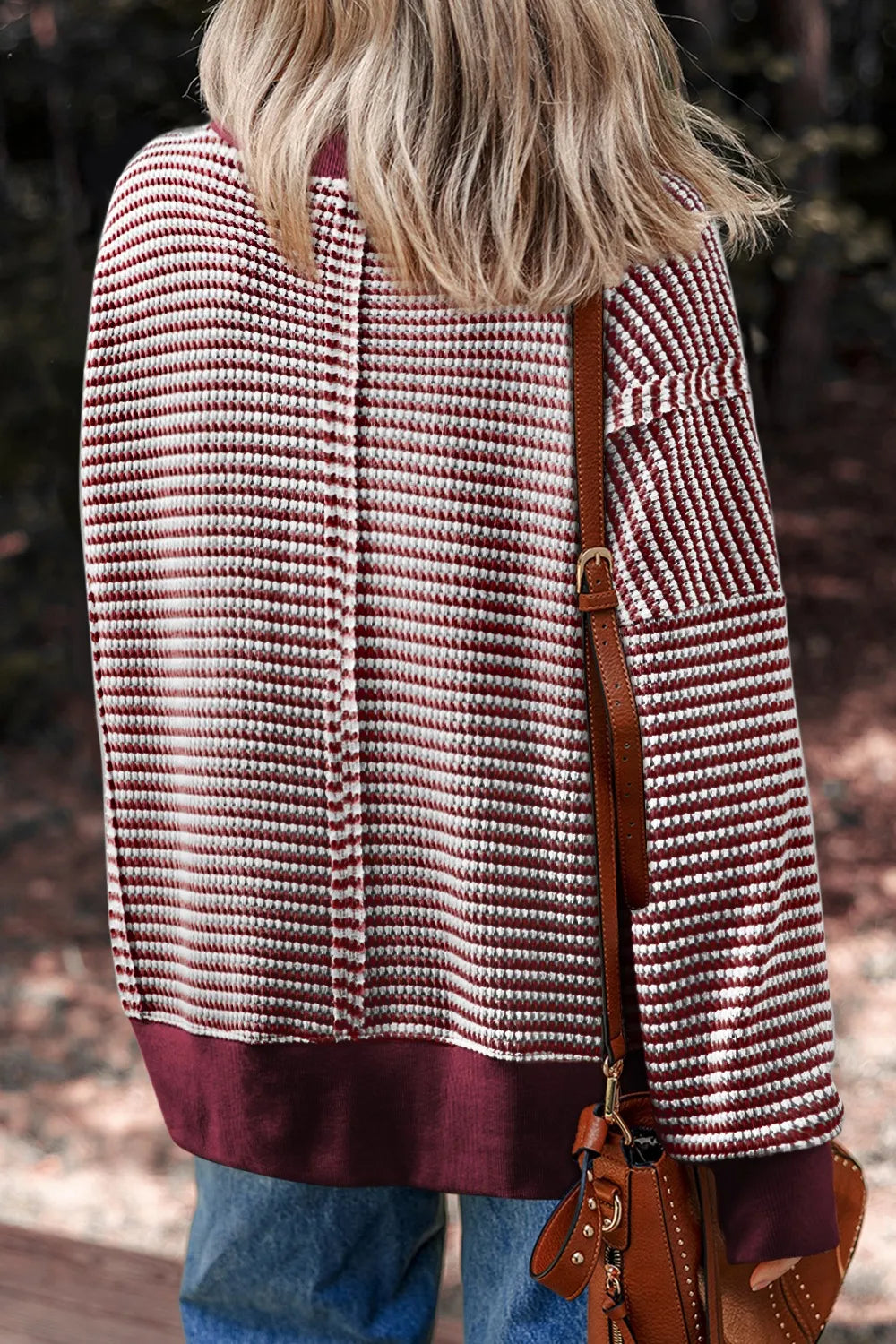 Oversized Striped Round Neck Sweatshirt