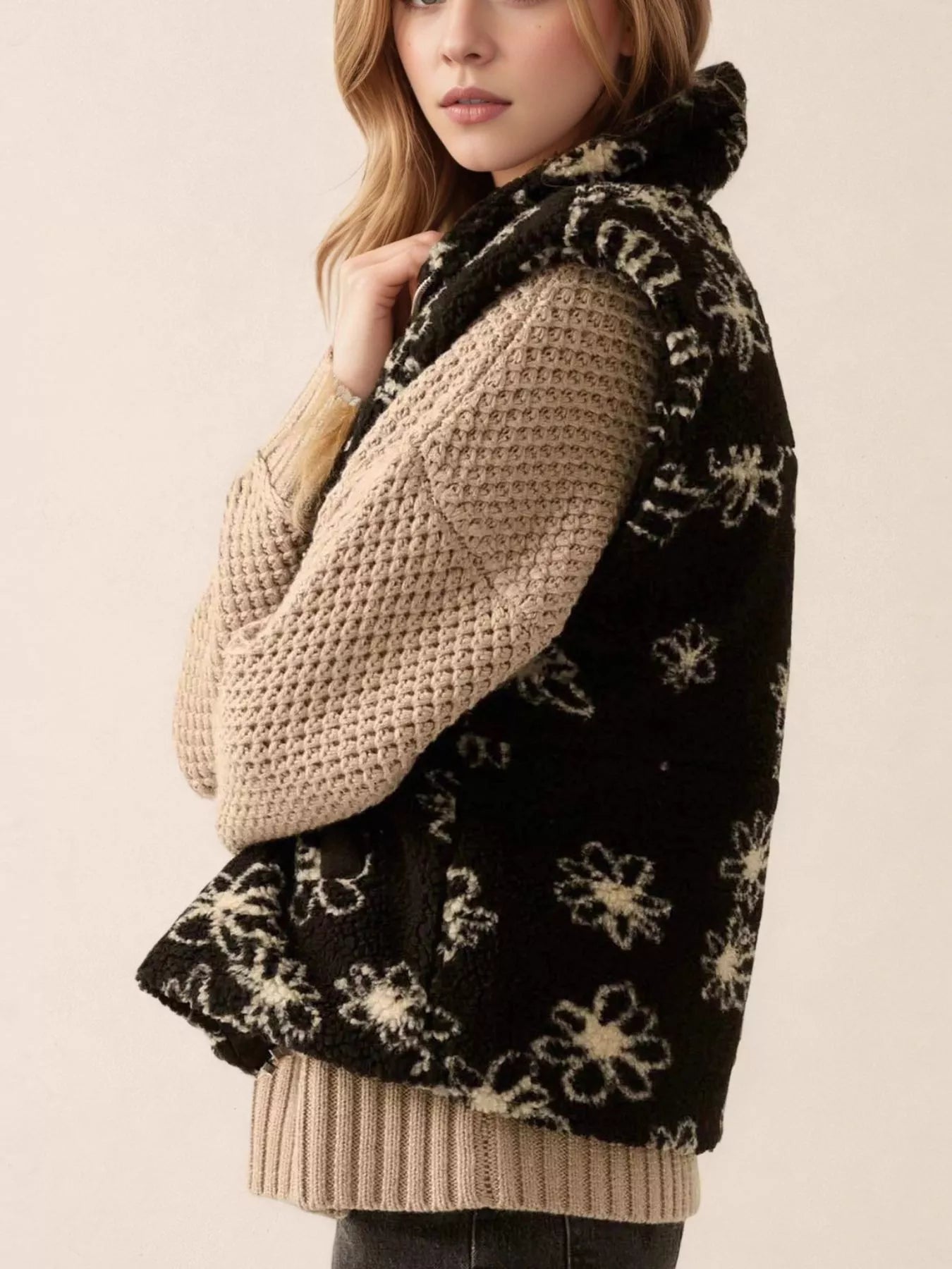 Zip Up Vest Coat with Pockets