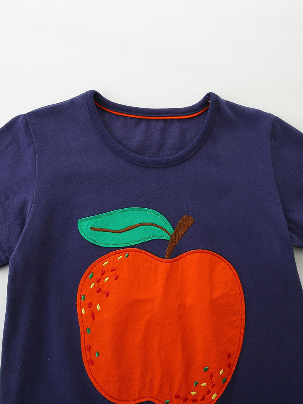 Children's Apple Embroidered Short Sleeve T-Shirt