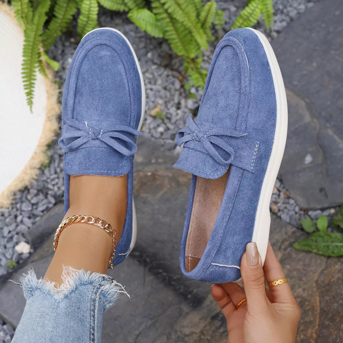 Bow Round Toe Slip-Ons