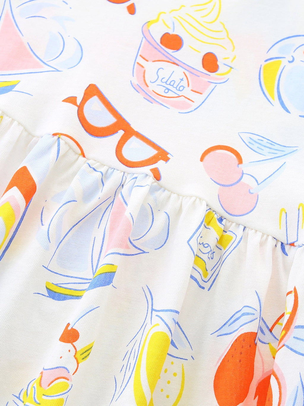 Children's Printed Round Neck Short Sleeve Dress