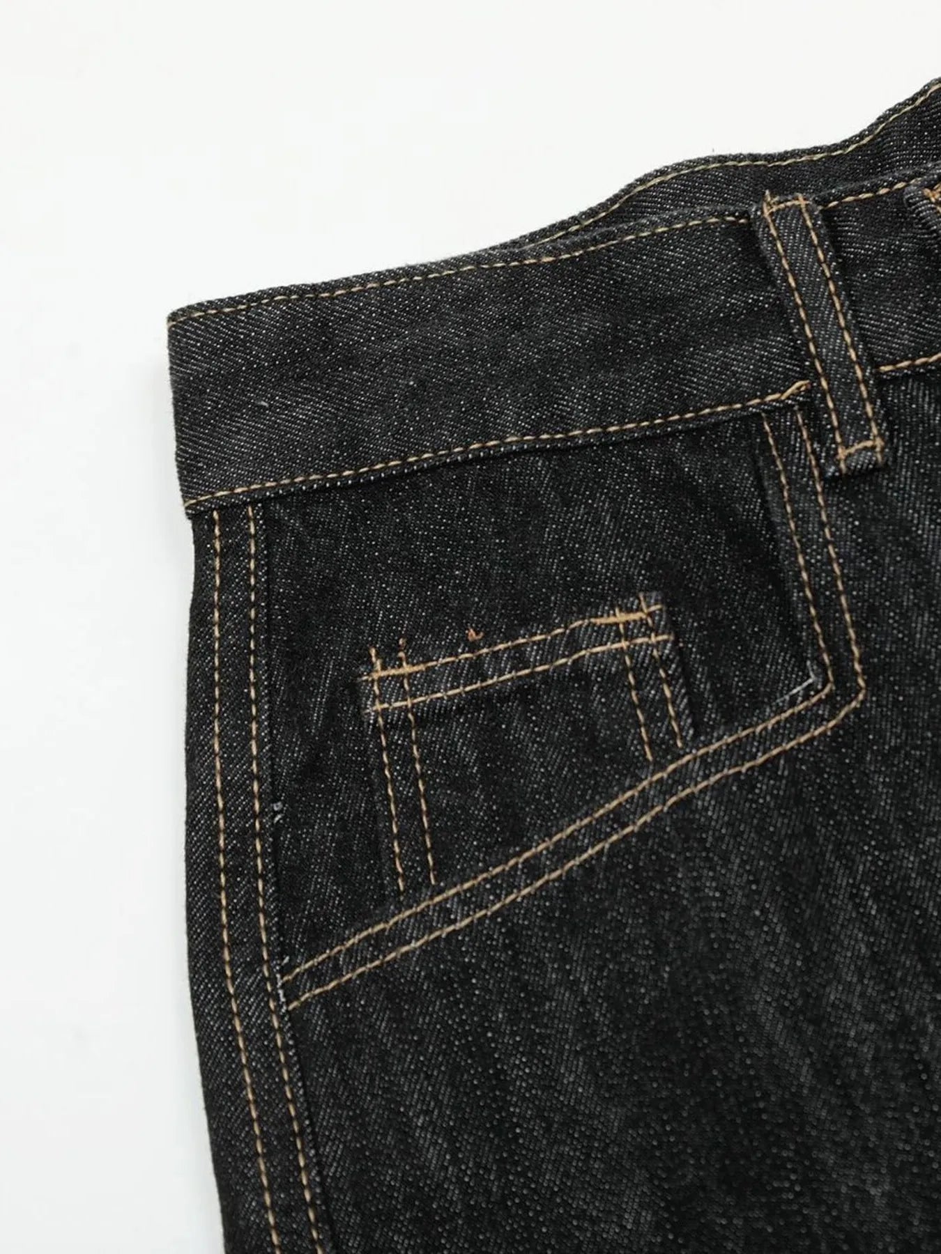 Men's Washed Curved Jeans with Contrast Stitching