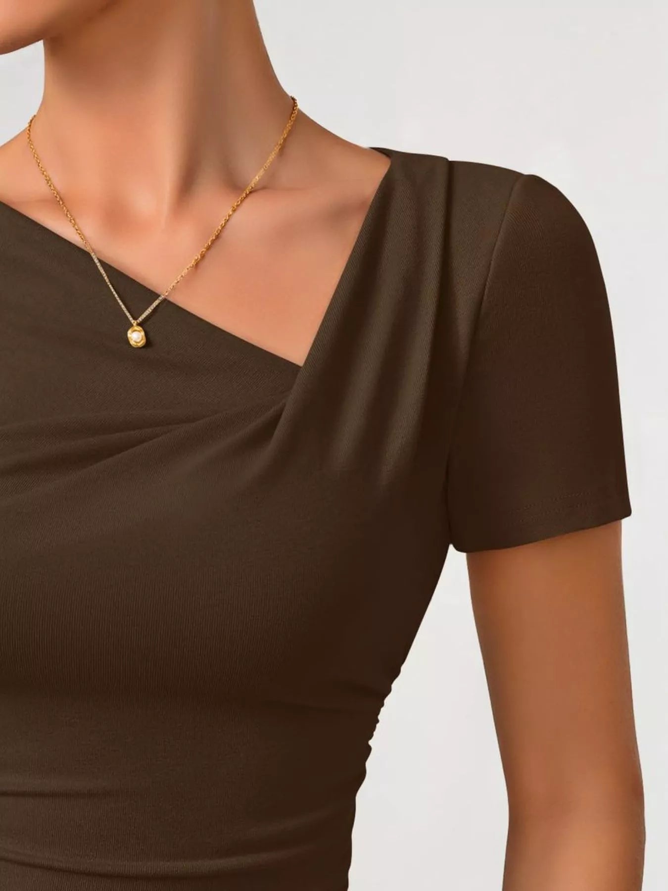 Asymmetrical Neckline Fitted T-Shirt