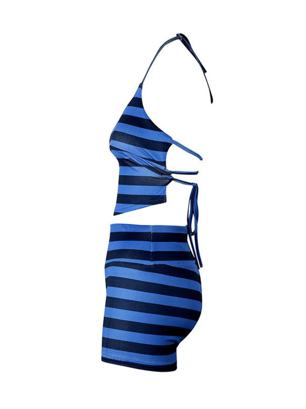 Striped Halter Neck Top and Shorts Set