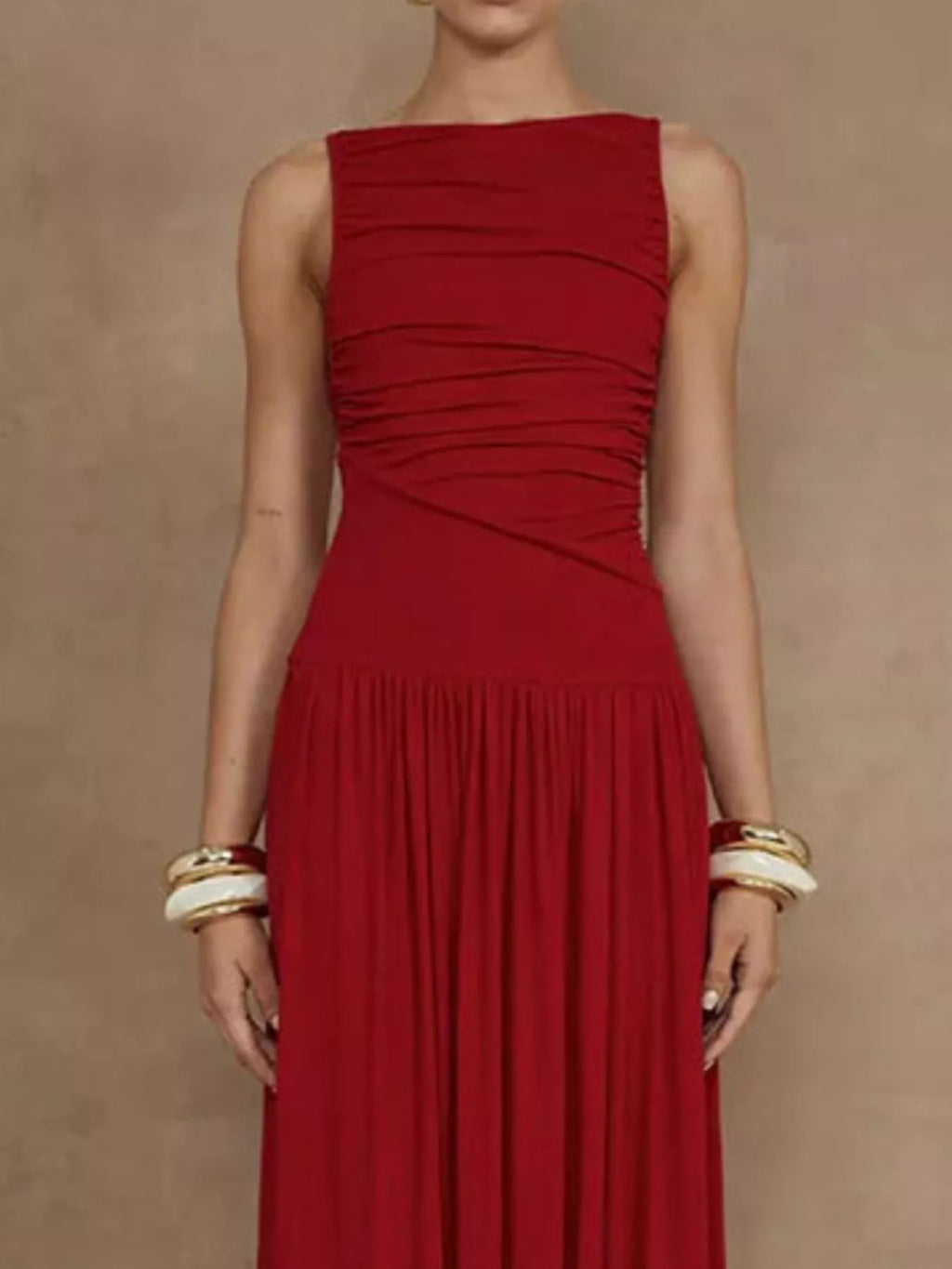 Ruched Sleeveless Maxi Dress