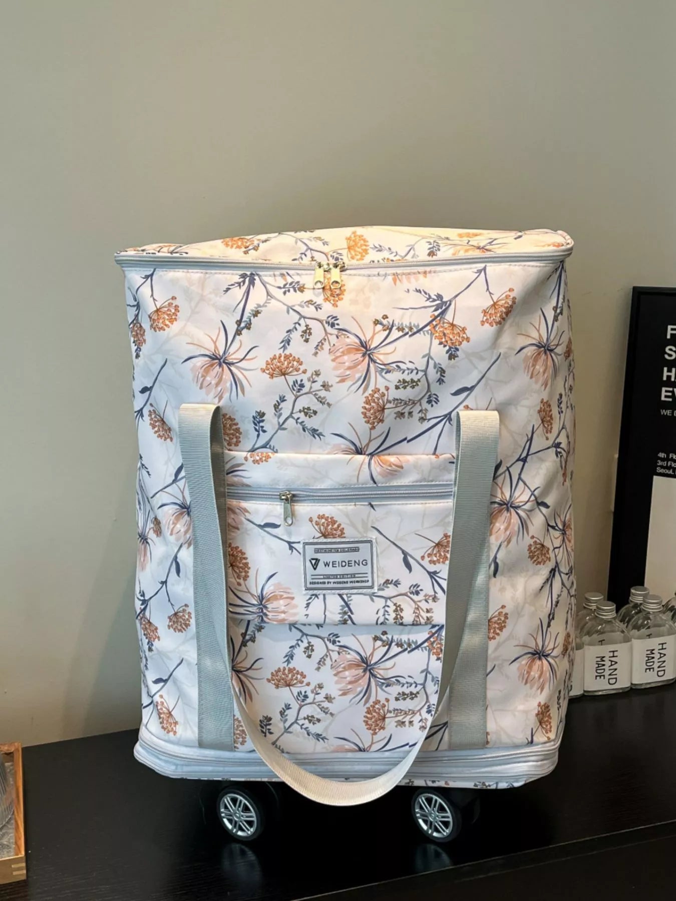 Floral Pattern Rolling Luggage Travel Bag