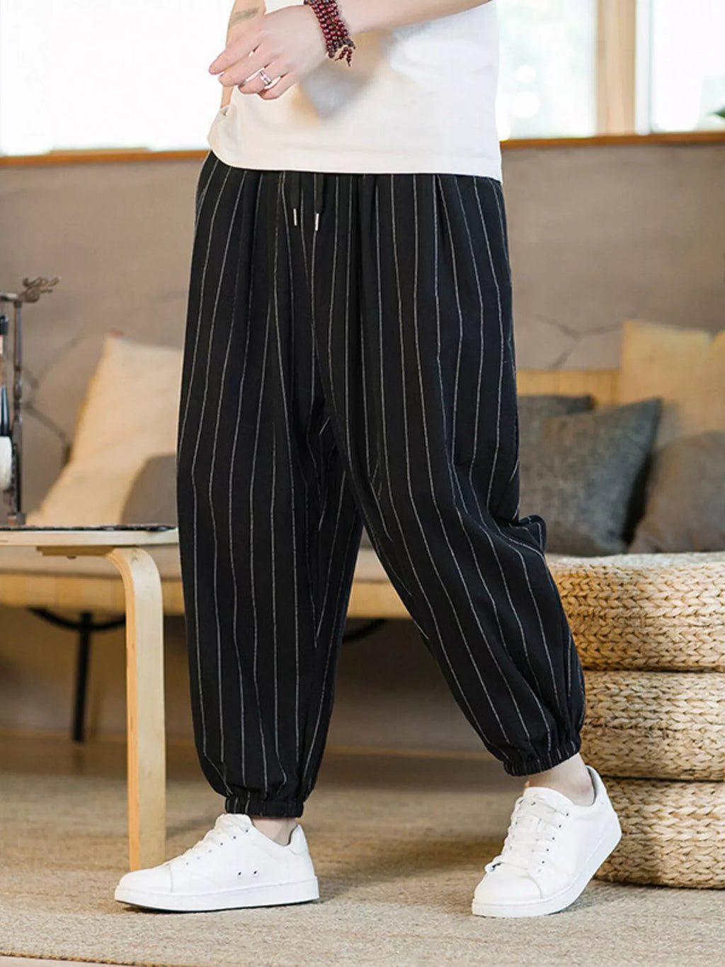 Men's Plus Size Striped Harem Pants