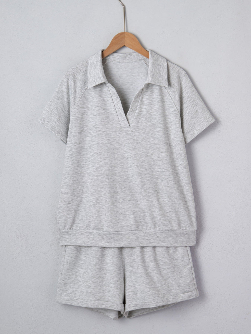 Polo Collar Short Sleeve Top and Shorts Set