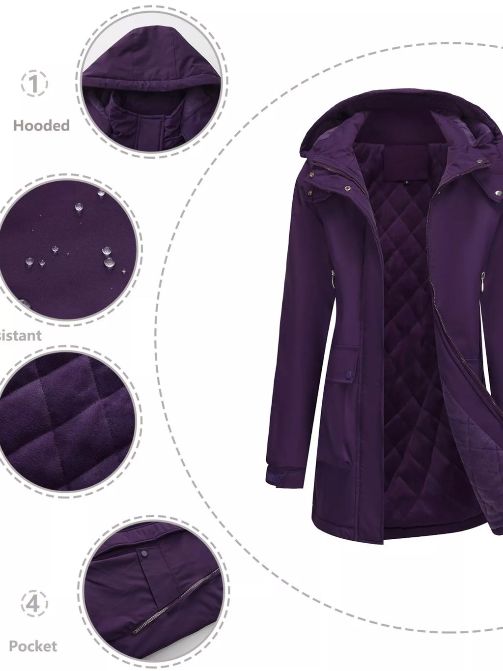 Full Size Zip Up Hooded Parka Outerwear Plus Size