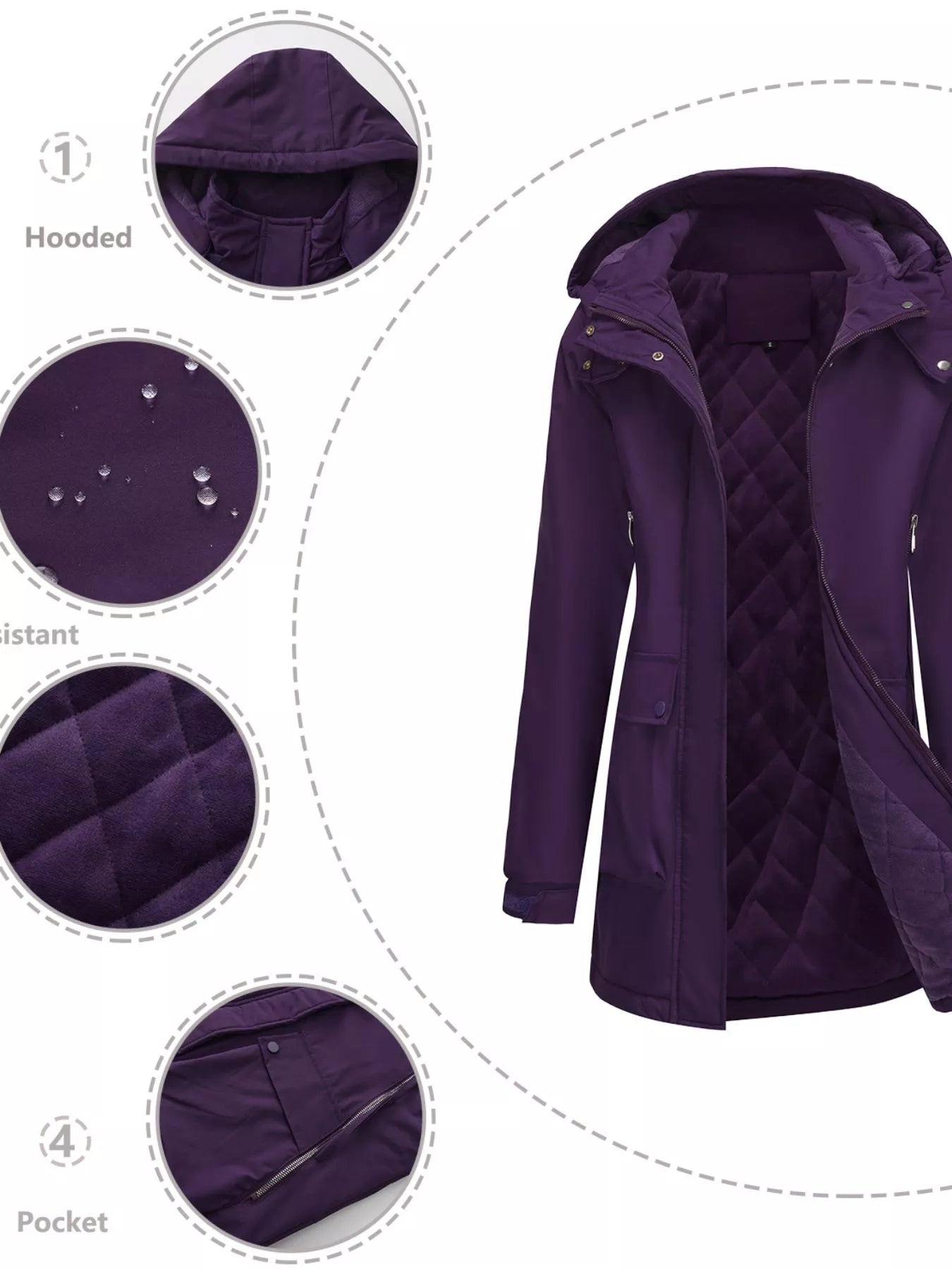 Full Size Zip Up Hooded Parka Outerwear Plus Size