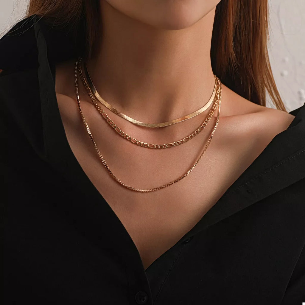 18K Gold-Plated Three-Layered Necklace