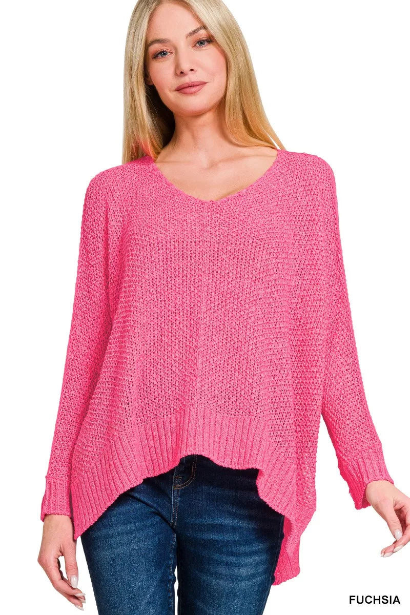 Zenana Dolman Sleeve V-Neck Sweater