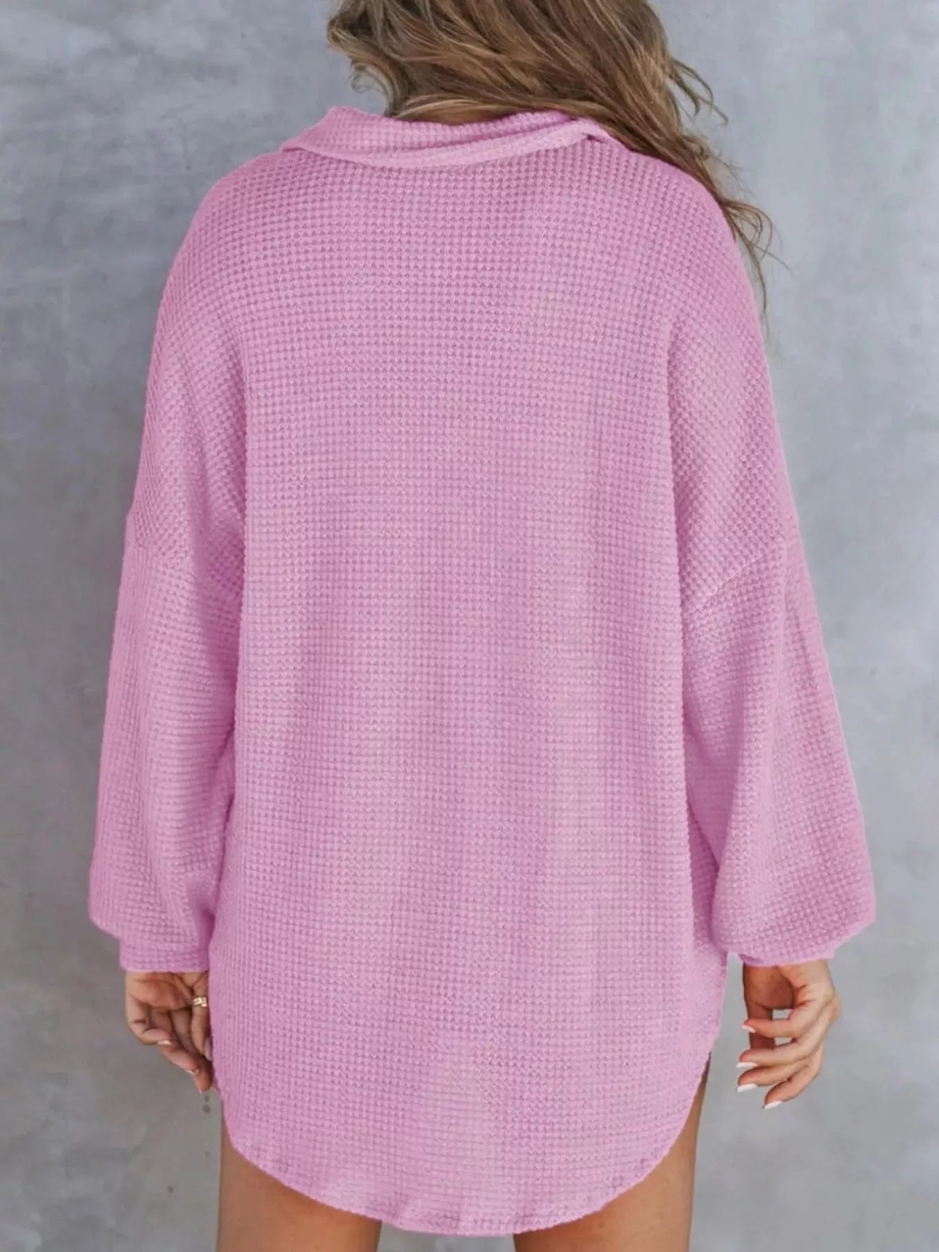 Waffle Knit Button Detail T-Shirt with Pocket