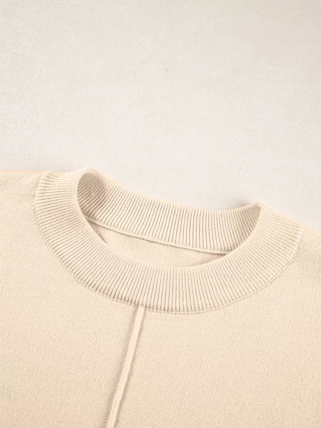 Front Center Seam Drop Shoulder Solid Sweater