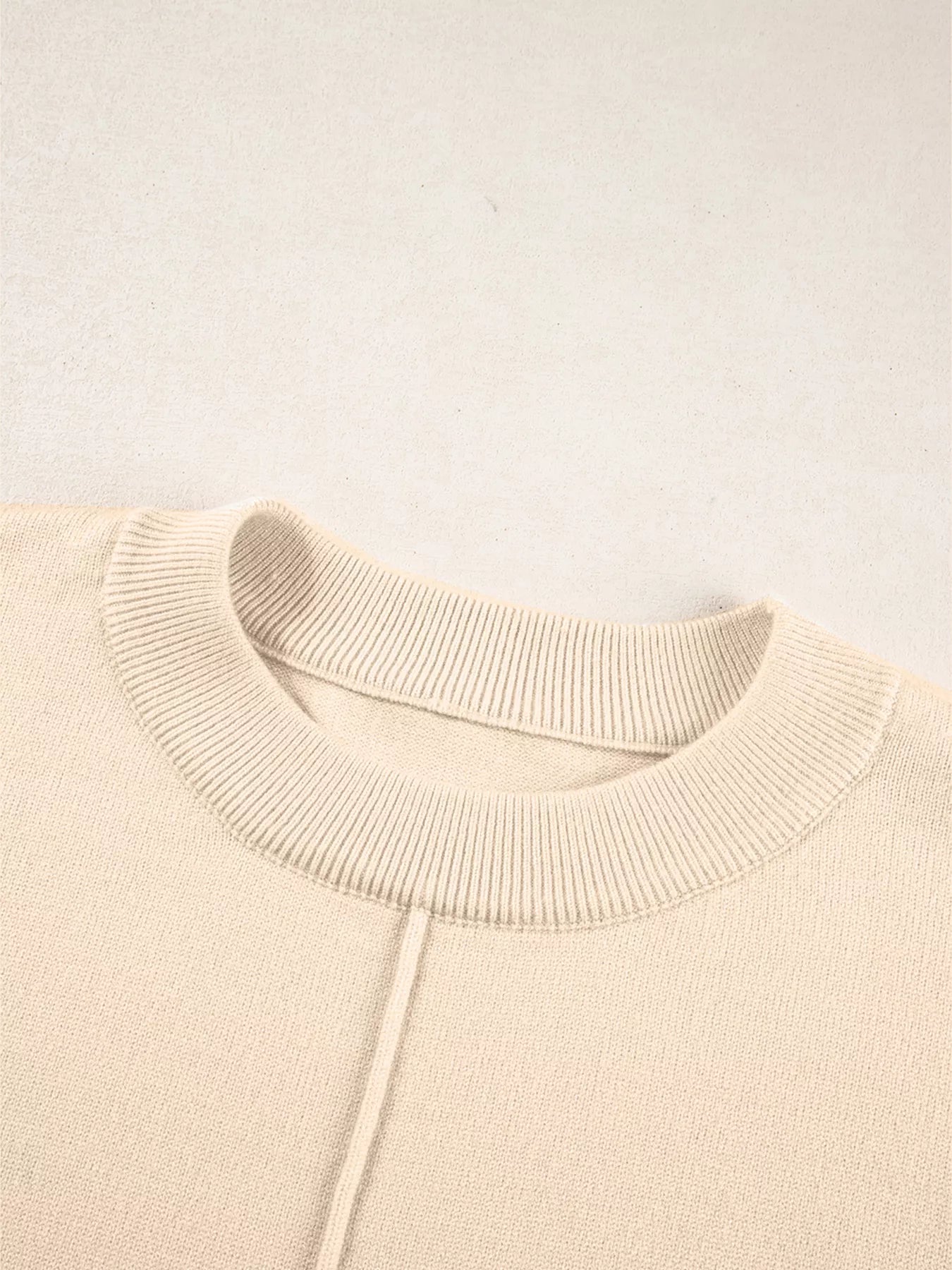Front Center Seam Drop Shoulder Solid Sweater