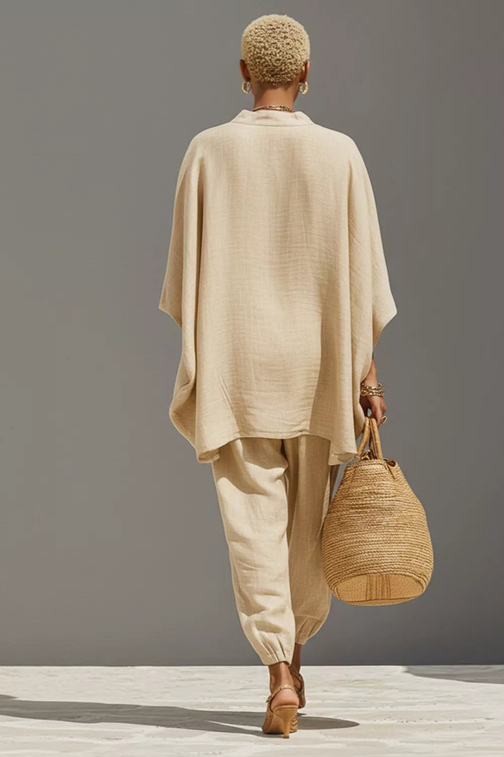 Relaxed Fit Top and Pants Two-Piece Set
