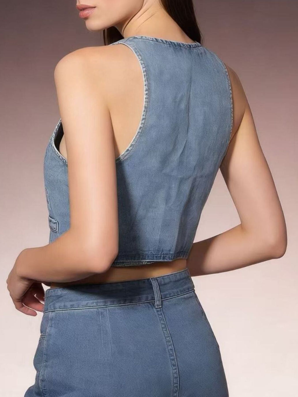 Button-Down Denim Vest
