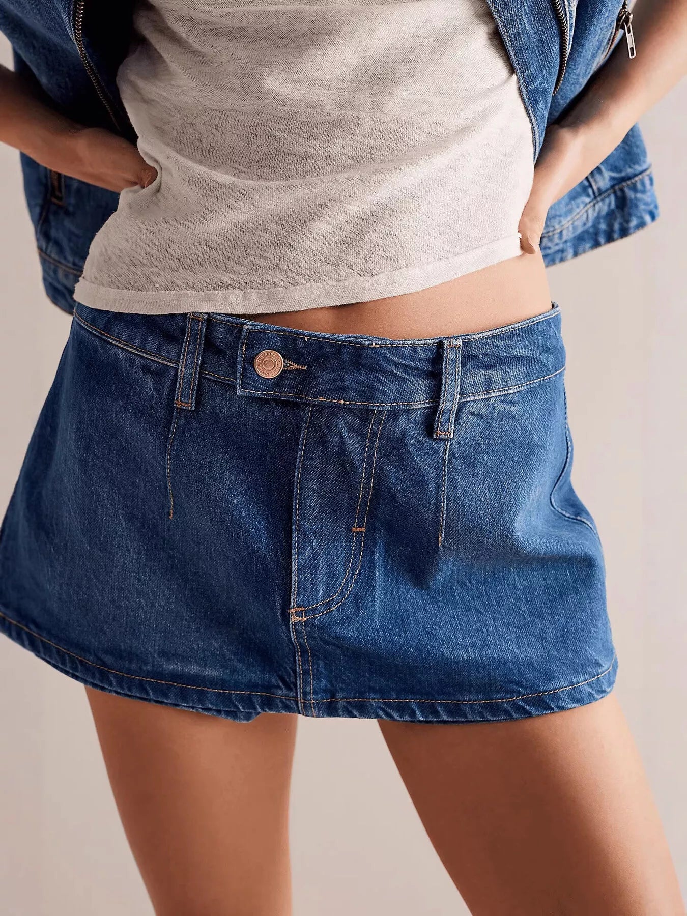 Classic Wash Denim Mini Skort