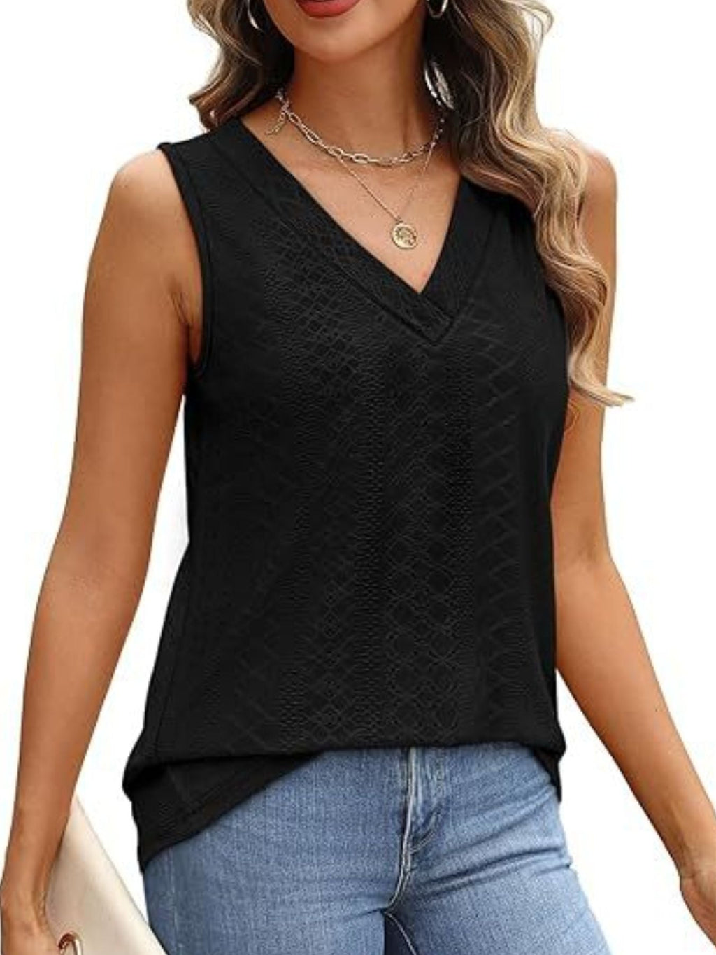 Eyelet V-Neck Tank