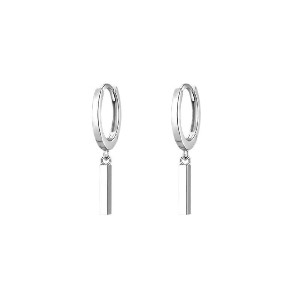925 Sterling Silver Hoop Bar Earrings
