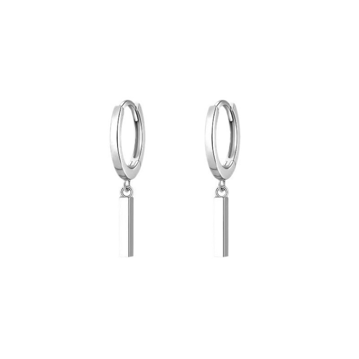 925 Sterling Silver Hoop Bar Earrings