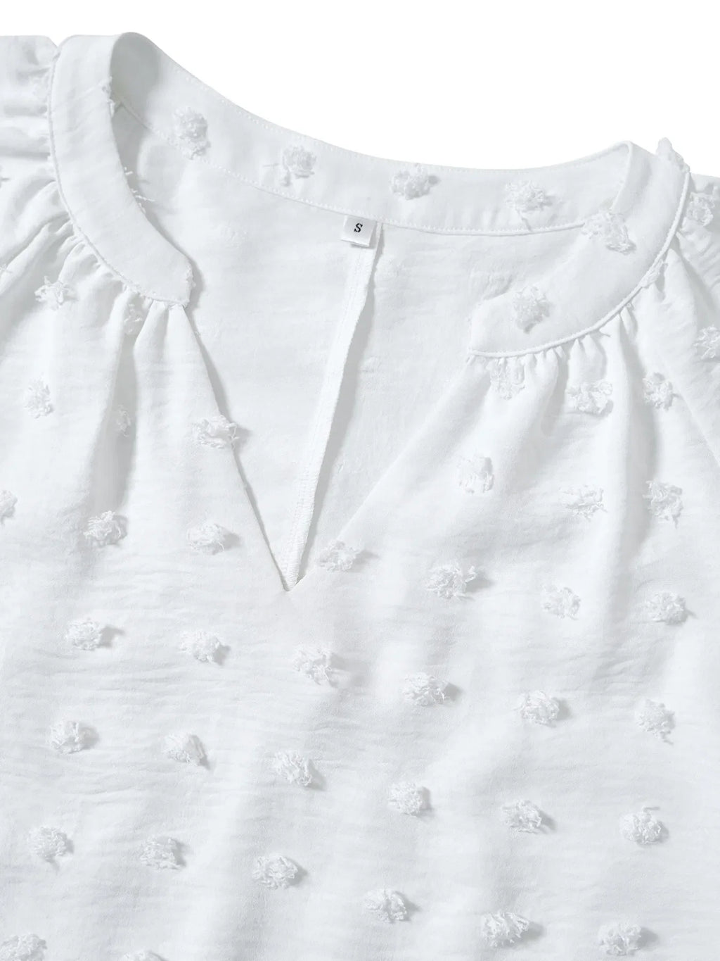 Swiss Dot Notched Half Se Blouse